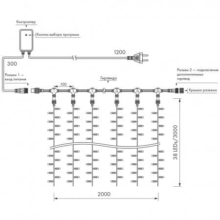 Arlight Светодиодная гирлянда ARD-CURTAIN-CLASSIC-2000x3000-CLEAR-760LED White (230V, 60W) (Ardecoled, IP65)