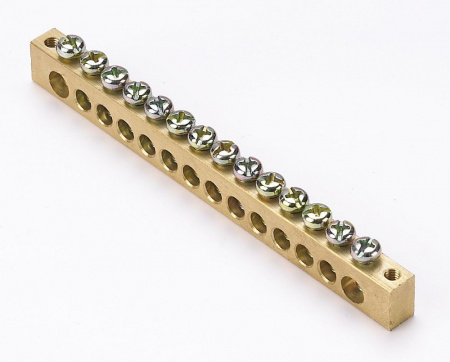 DEKraft ШН-102 Шина нулевая 14 групп/крепеж по краям, сеч. 8x12 мм, 100А