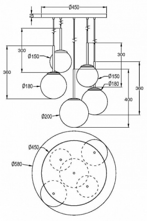 Подвесной светильник Maytoni MOD321PL-05G1 Maytoni Basic form