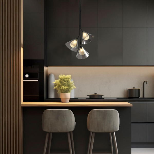 Подвесной светильник со стеклянными плафонами 70161/3 черный Eurosvet Enigma