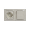 SE Glossa Беж Блок: розетка и 2-кл. выключатель