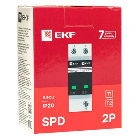 EKF Устройство защиты от импульсных перенапряжений Т1+Т2; Iimp-12,5kA; In-20kA; Uc-275В; 1+1