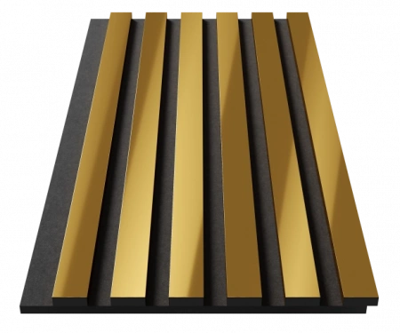 Комплект акуст.панелей, черный войлок, 600х300х19мм, рейки ЭКОПОЛИМЕР, желтое золото/2шт