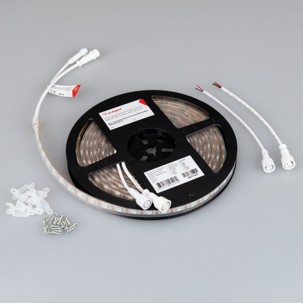 Лента герметичная SPI-P-B60-12mm 5V RGB-PX1-BPT (12 W/m, IP66, 5060, 5m) (Arlight, бегущий огонь)