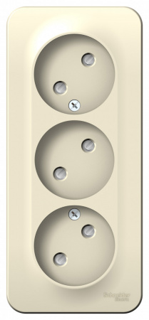 SE Blanca наруж Молочная Розетка 3-ая б/з со шторками 16А, 250В, изолир. пластина