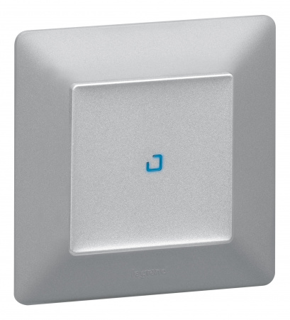 Legrand Valena LIFE Алюм Клавиша 1-ая с подсветкой/индикацией (голубая линза в центре)