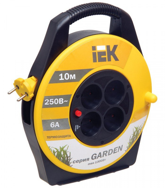 IEK Катушка УК10 с т/з 4 места 2Р/10м 2х0,75 мм2 "Garden"