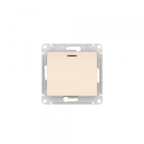 Systeme Electric Glossa Бежевый Переключатель 1-клавишный с подсвет.,сх.6а, 10АХ, мех., быстрозажим. клем.