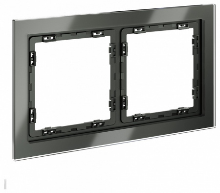 Рамка стеклянная VOLTUM S70 на 2 поста, (титан, стекло)