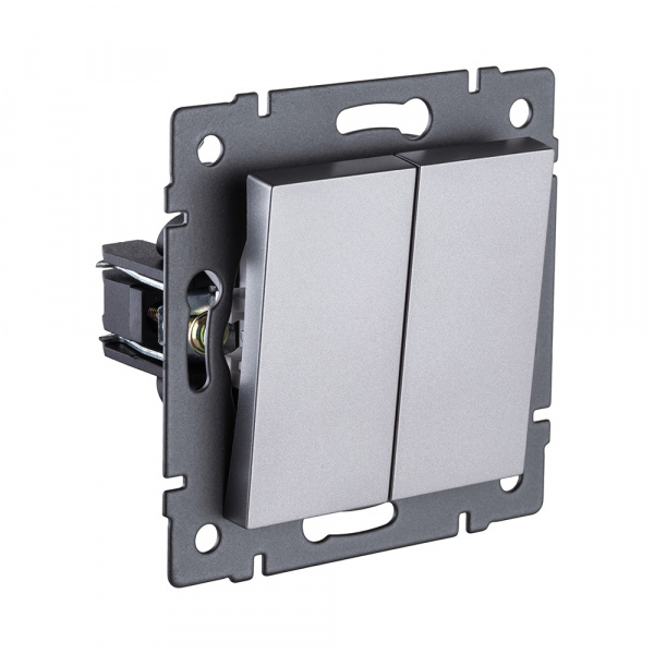 Выключатель 2-клавишный проходной 10А/250В, серый Kollinger REA-S-009GY для Aspekt, Eleganz, Reflex