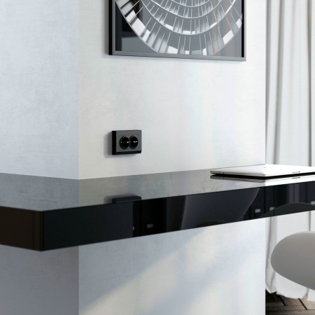 Рамка из поликарбоната для двойной розетки Stark черный W0081808