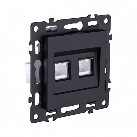 Розетка двойная Ethernet RJ45 Cat.6, черный Kollinger Asthetik AS-018BK
