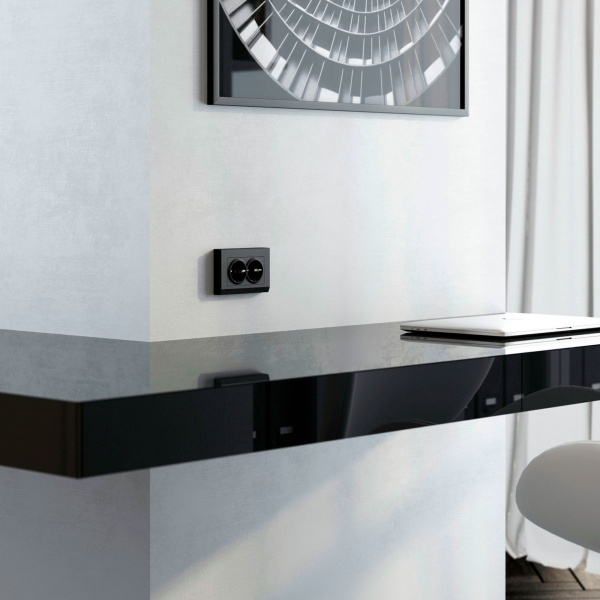 Рамка из поликарбоната для двойной розетки Stark черный W0081808