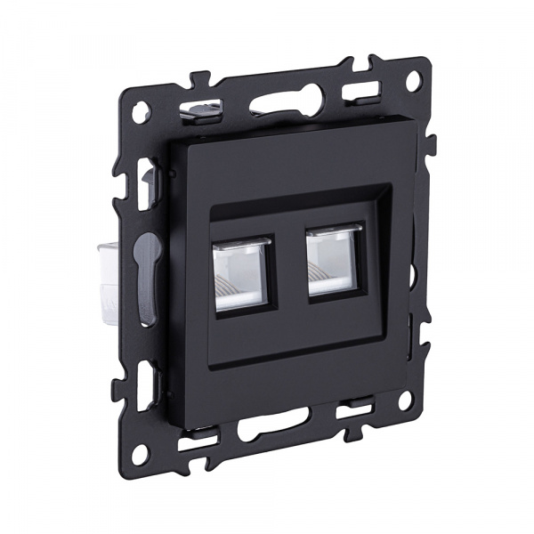 Розетка двойная Ethernet RJ45 Cat.6, черный Kollinger Asthetik AS-018BK