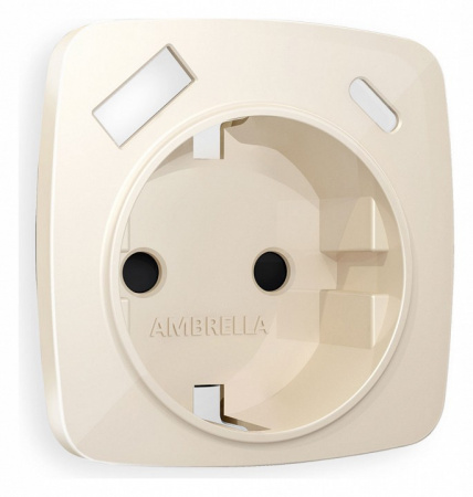 Лицевая панель OMEGA (Бежевый глянец) для электрической розетки с заземлением со шторками 2USB A+C QUANT OP3100