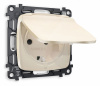 Комплект механизма электрической розетки OMEGA MO308010 Бежевый глянец с заземлением с шторками и защитной крышкой 2P+E 16A-250V IP44 QUANT