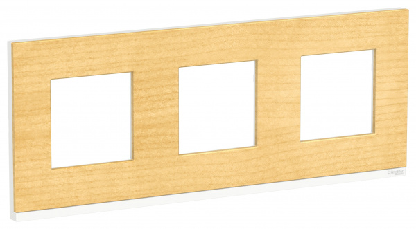 SE Unica Pure Клен/Белая Рамка 3-ная горизонтальная