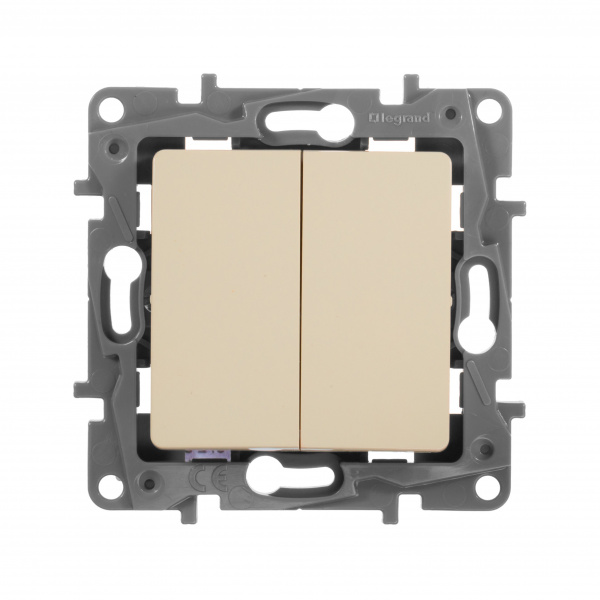 Legrand Etika Слоновая кость Переключатель 2-клавишный, 10А, Автоматические клеммы