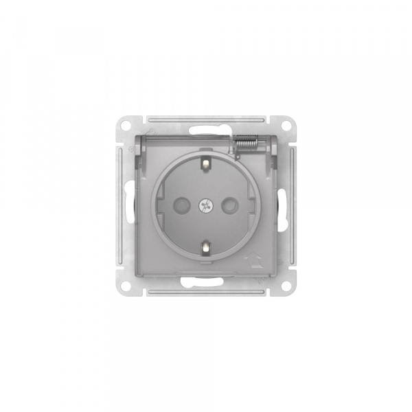 Systeme Electric AtlasDesign Aqua Алюминий Розетка с зазем. со шт. с прозрач. крыш, 16А, IP44, мех., быстрозажим. клем.
