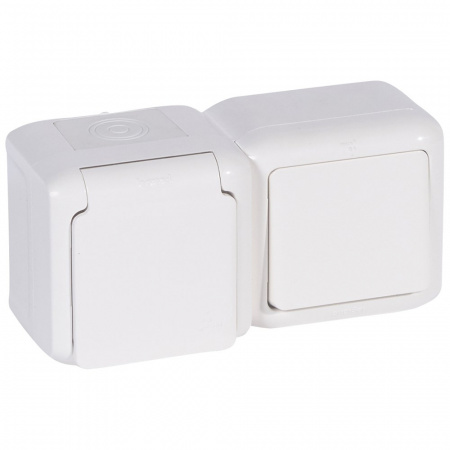 Legrand Quteo Белый Блок Выключатель 1-кл+роз с/з с шт IP44