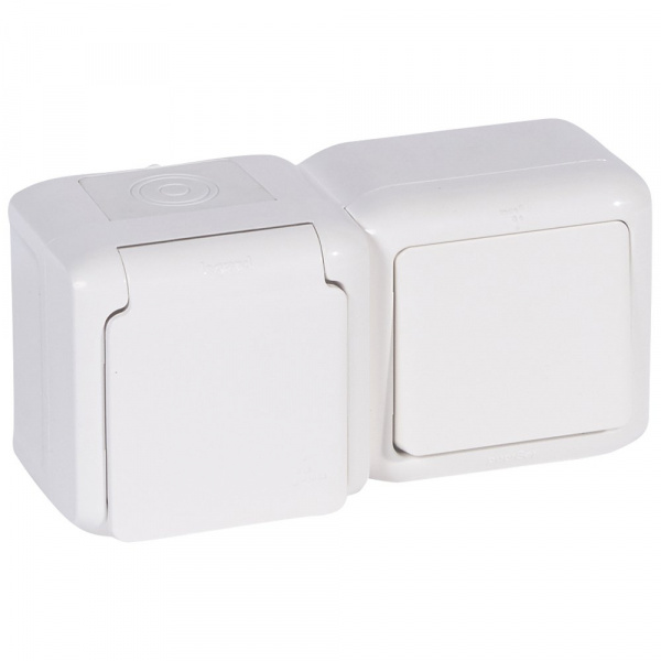 Legrand Quteo Белый Блок Выключатель 1-кл+роз с/з с шт IP44