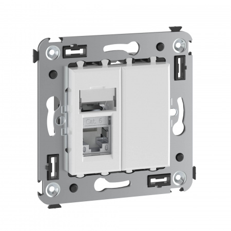 DKC Avanti Белое облако Компьютерная розетка RJ-45 одинарная  категория  6 экранированная