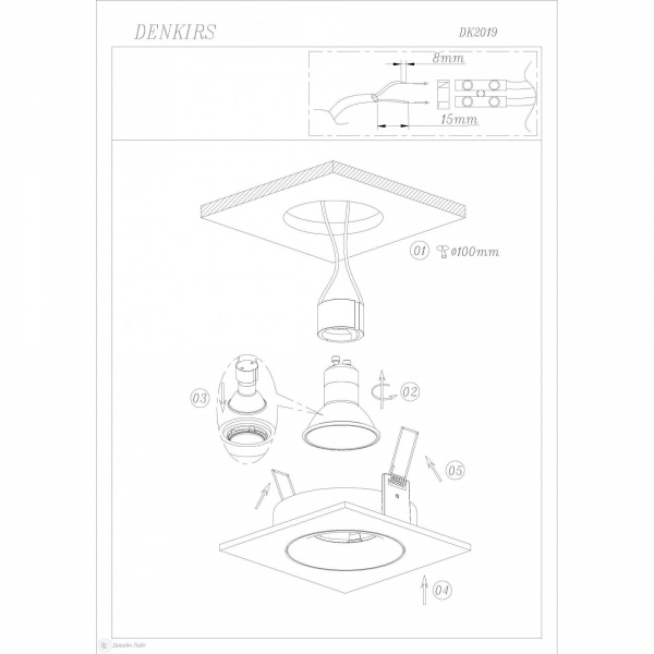 DK2019-WH Встраиваемый светильник, IP 20, 50 Вт, GU10, белый, алюминий