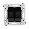 DKC Avanti Компьютерная розетка RJ-45 без шторки в стену, кат.6А двойная, Черный квадрат