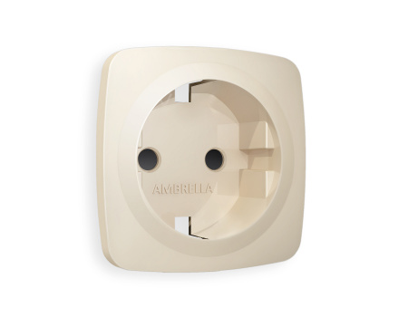 Лицевая панель OMEGA (Бежевый матовый) для электрической розетки с/з со шторками QUANT OP3270