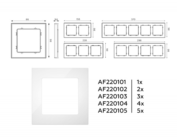 Рамка ALFA Techno (Белый глянец) 3-ая AF220103