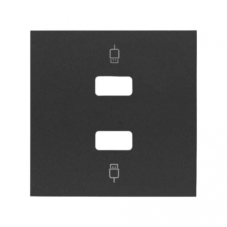 Simon 100 Черный матовый  Накладка розетки 2xUSB