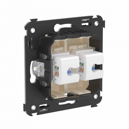 DKC Avanti Телефонная розетка RJ-12 без шторки в стену двойная, Ванильная дымка