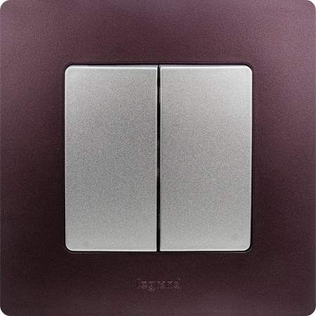 Legrand Etika Алюминий Выключатель 2-клавишный, автоматические клеммы, 10 AX, 250 В