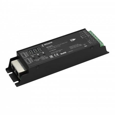 Arlight INTELLIGENT Декодер SMART-DMX512-304-83-RDM-SUF Black (12-48V, 4x8A, RJ-45) (IARL, IP20 Металл, 5 лет)