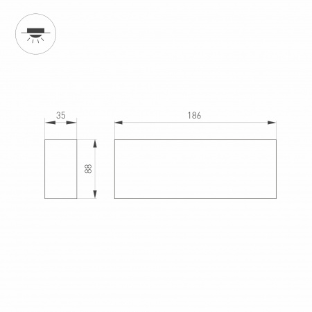 Потолочный светодиодный светильник Arlight SP-Orient-Surface-TC-S186x35-15W Warm3000 031862