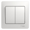SE Glossa Бел Выключатель 2-клавишный, сх.5, 10АХ (в сборе с рамкой)