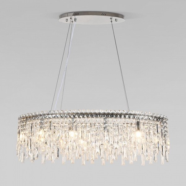 Подвесной светильник с прозрачным хрусталем 60159/10 хром Eurosvet Blitz