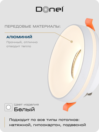Donel Светильник встраиваемый, GU10, D95xH38мм, IP20, белый, без лампы, DN02006R1W