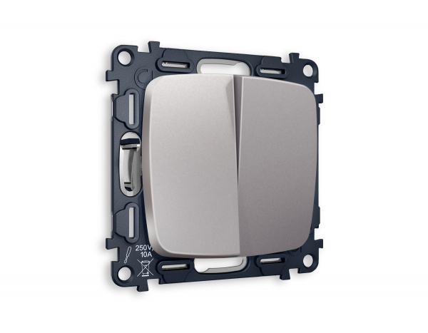 Комплект механизма 2-клавишного выключателя OMEGA MO503010 Сталь матовый QUANT