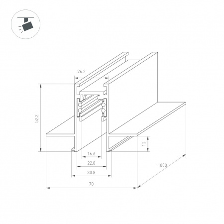 Шинопровод магнитный встраиваемый Arlight Mag-Orient-Track-2652-FDW-1000 035796
