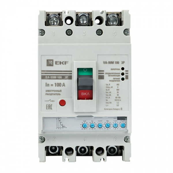 EKF PROxima Автоматический выключатель ВА-99М 100/100А 3P 50кА с электронным расцепителем
