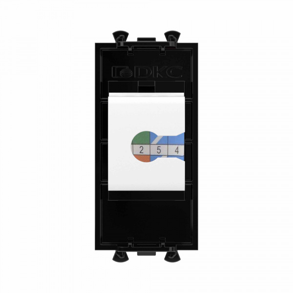 DKC Avanti Компьютерная розетка RJ-45 без шторки модульная, кат.6А, Черный квадрат, 1 модуль