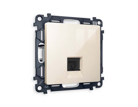 Комплект механизма компьютерной розетки ALFA MA312010 Бежевый глянец RJ-45(8P8C) CAT6 с защитной шторкой QUANT