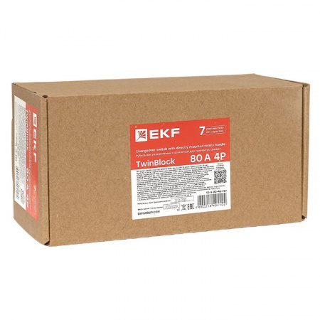 EKF Рубильник 80A 4P реверсивный c рукояткой для прямой установки TwinBlock