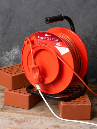 EKF PROxima Удлинитель на катушке "Атлант 2.0" 1 гнездо 40м без заземления  ПВС 2*0,75 6А/1,3кВт