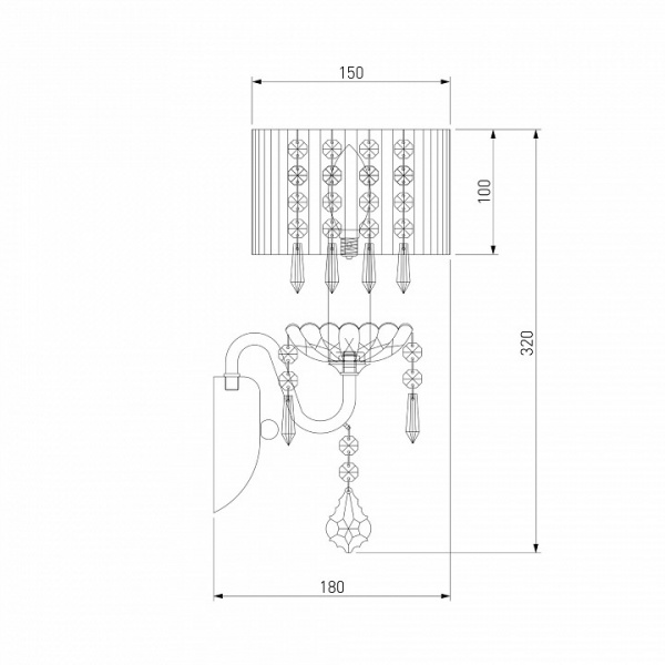 Бра с хрусталем 2045/1 хром / белый Eurosvet Allata