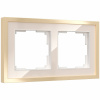 Рамка из металла на 2 поста Baguette айвори/латунь W0022851
