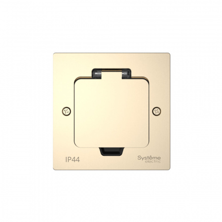 Systeme Electric MultiDesk Никель Лючок на 2 модуля IP44 с монтажной коробкой для стены, фальшпола, стола, тип MDK20