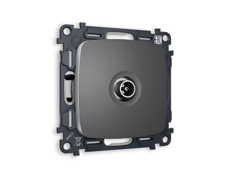 Комплект механизма TV розетки проходной OMEGA MO663030 Антрацит серый 5-1000 MHz 4dB QUANT