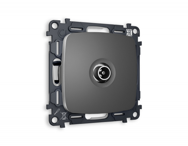 Комплект механизма TV розетки проходной OMEGA MO663030 Антрацит серый 5-1000 MHz 4dB QUANT